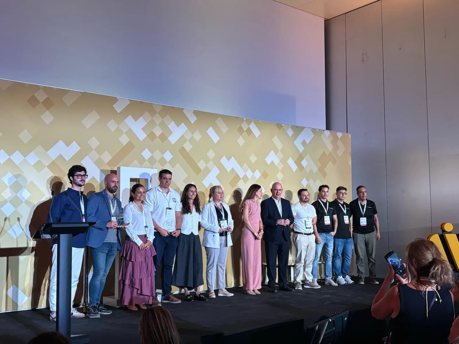 Winning startups and organisers on stage at the final gala in Seville