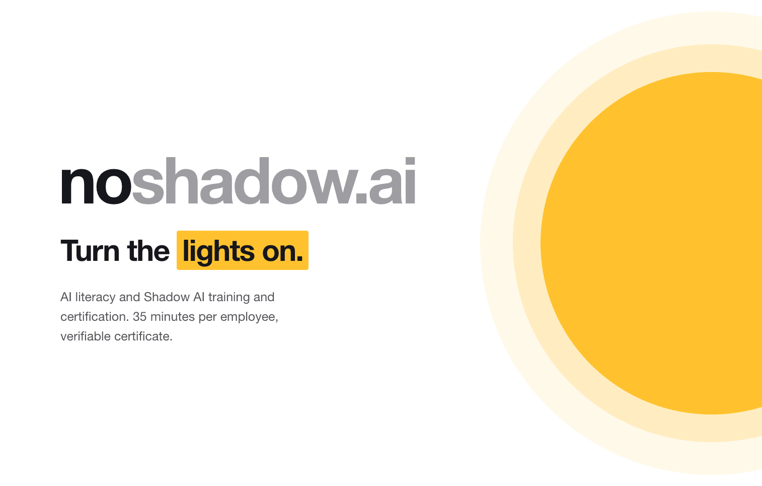 noshadow.ai logo with the tagline “Turn the lights on.”
