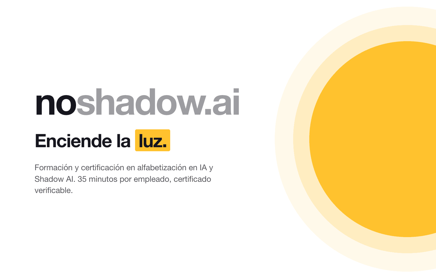 Logotipo de noshadow.ai con el lema «Enciende la luz.»