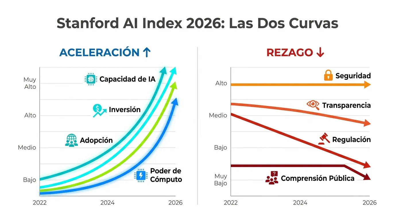 Infografía: Las Dos Curvas del AI Index 2026